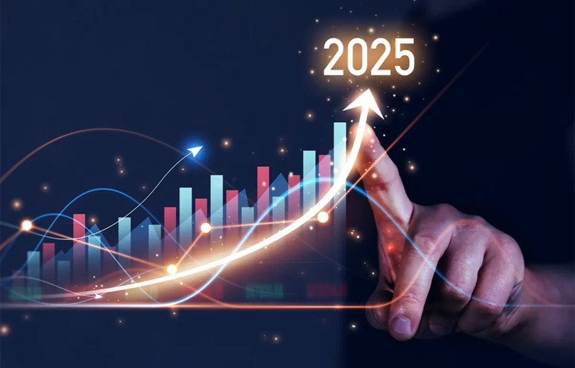 Businessman draws increase arrow graph corporate future growth